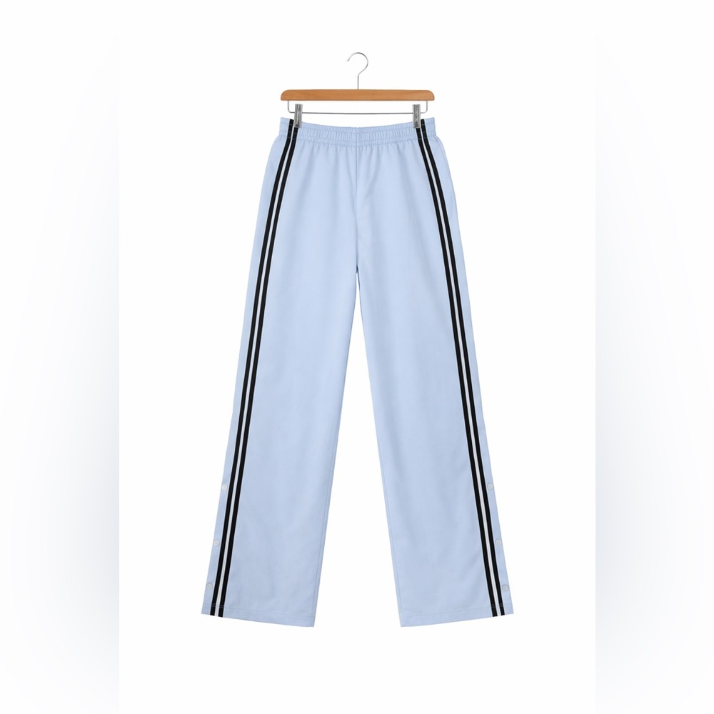 No Boundaries Light Blue Snap Side Breakaway Track Pants Y2K Striped Small